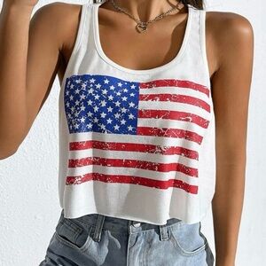 American Flag Crop Top Tank Women’s US 6 NWT